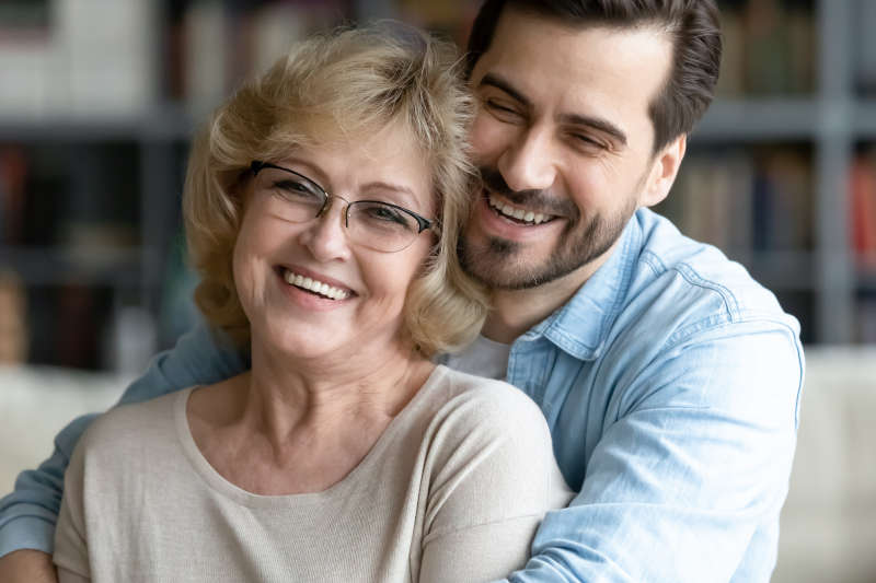 young man with old woman